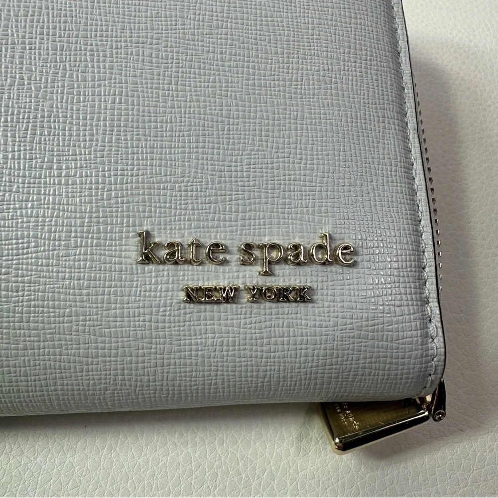 NEW KATE SPADE SAFFIANO LEATHER ZIP WALLET STONE PATH NWT! - Picture 9 of 9